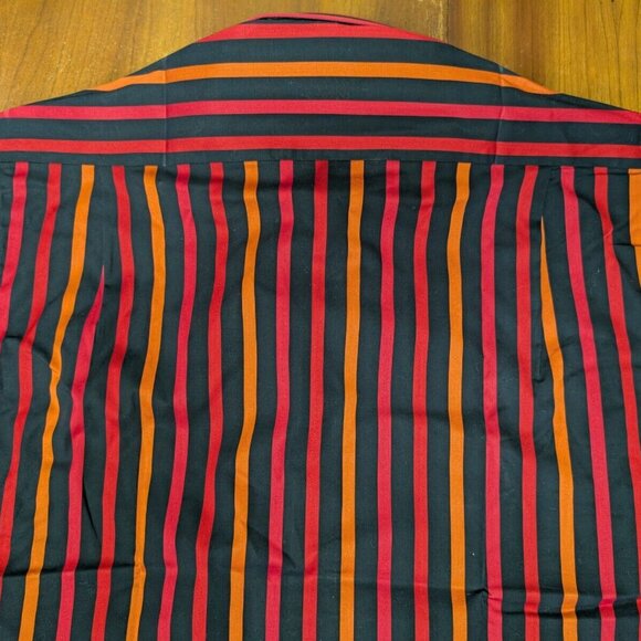 Luchiano Visconti Black Red Mens S Button up Shirt 2-Ply Mercerized Striped New - Picture 15 of 16